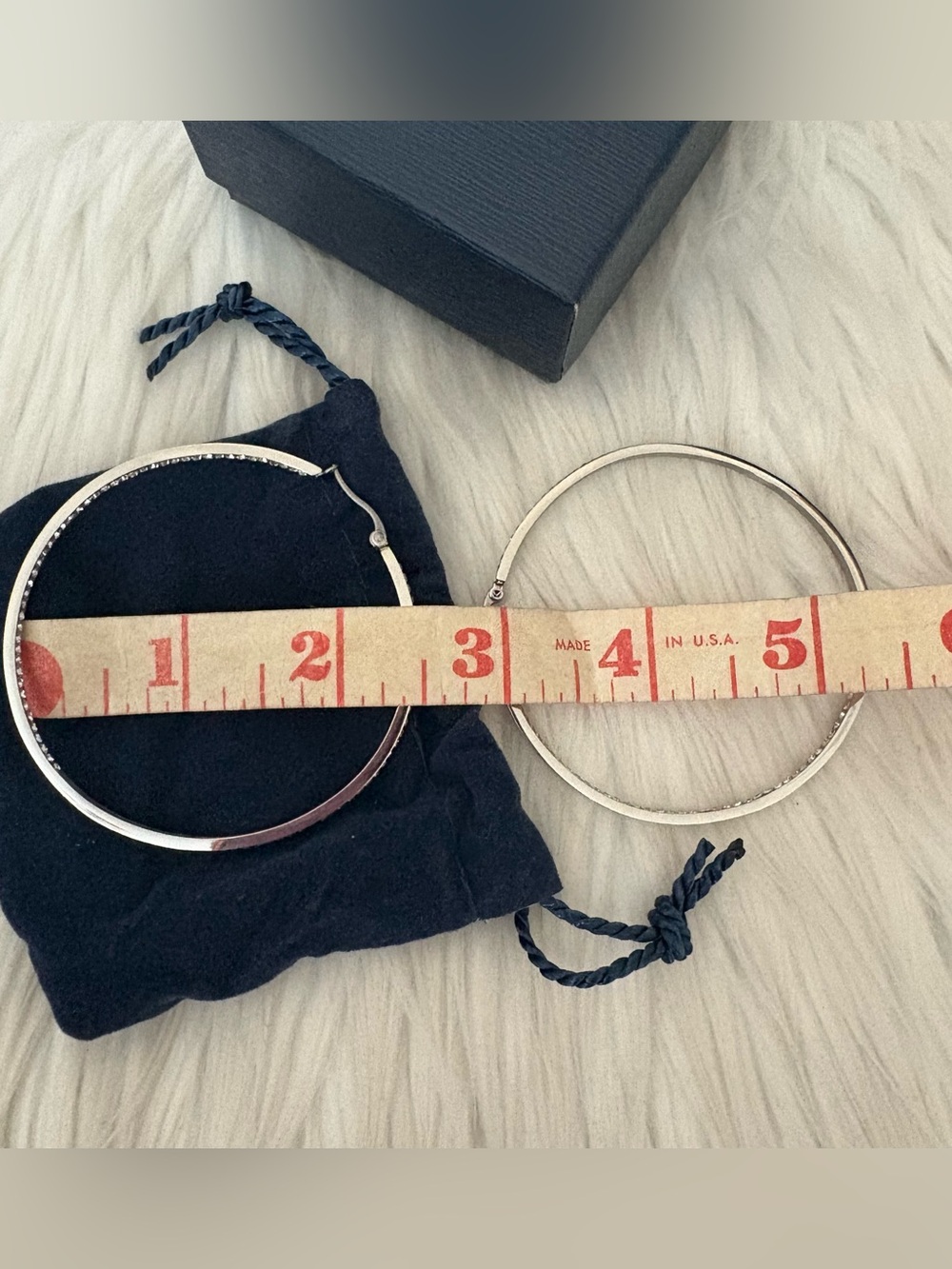 QVC LARGE 2.5” inch Stainless Steel Inside Out Stone Crystal Hoop Earrings - Picture 8 of 8